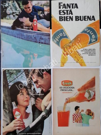 CARTEL ANTIGUO ORIGINAL DE SET DE 8 AFICHES REFRESCOS FANTA Y ORANGE CRUSH 1960s 70s - Image 3