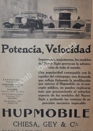 CARTEL ANTIGUO ORIGINAL DE AUTOS HUPMOBILE 1927 /112