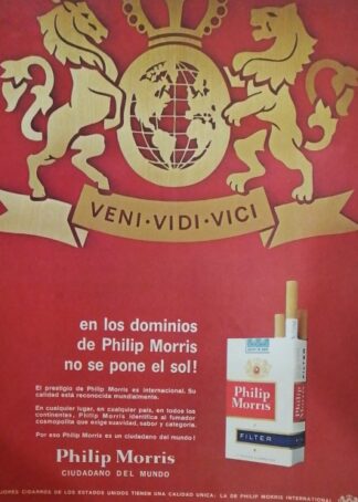 CARTEL ANTIGUO ORIGINAL DE CIGARROS PHILIP MORRIS 1970s /T272