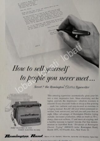 CARTEL ANTIGUO ORIGINAL DE MAQUINAS DE ESCRIBIR REMINGTON ELECTRICA 1953 /20