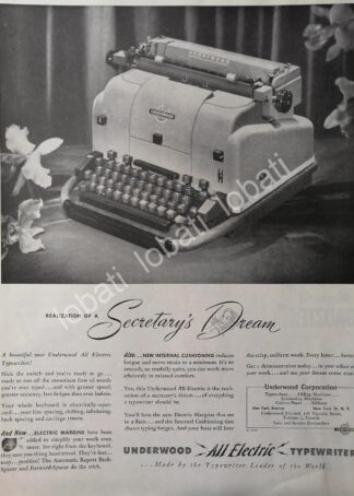 CARTEL ANTIGUO ORIGINAL DE MAQUINAS DE ESCRIBIR UNDERWOOD ALL ELECTRIC 1950 /32