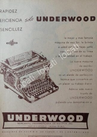CARTEL ANTIGUO ORIGINAL DE MAQUINAS DE ESCRIBIR UNDERWOOD 1953 /28