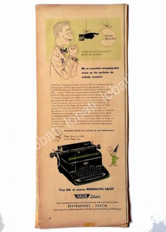 CARTEL ANTIGUO ORIGINAL DE MAQUINAS DE ESCRIBIR HALDA STAR 1950s /18