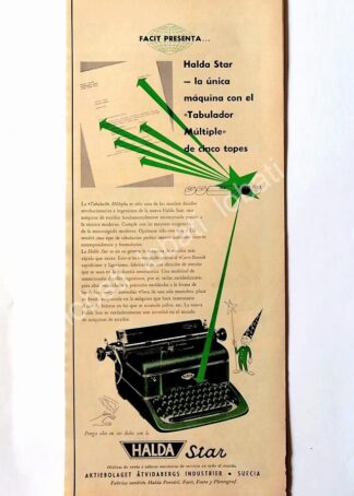CARTEL ANTIGUO ORIGINAL DE MAQUINAS DE ESCRIBIR HALDA STAR 1950s /16