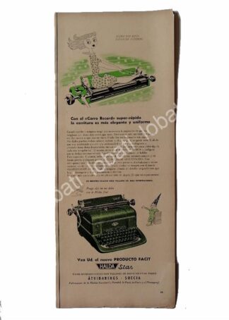CARTEL ANTIGUO ORIGINAL DE MAQUINAS DE ESCRIBIR HALDA STAR 1950s /13