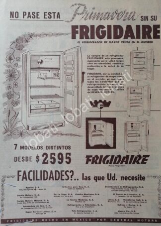 CARTEL ANTIGUO ORIGINAL DE AFICHE DE REFRIGERADOR FRIGADAIRE 1957 /6