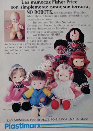 CARTEL ANTIGUO ORIGINAL DE MUÑECAS PHISHER PRICE, PEPITO, CARLIN Y OTROS 1982 PLASTIMARX