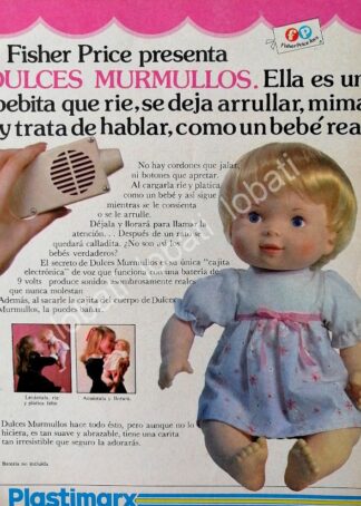 CARTEL ANTIGUO ORIGINAL DE MUÑECA DULCES MURMULLOS, PHISHER PRICE 1982 PLASTIMARX 2