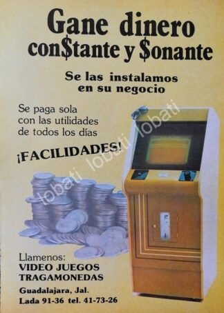 CARTEL ANTIGUO ORIGINAL DE MAQUINITAS DE VIDEO JUEGOS ARCADE 1984