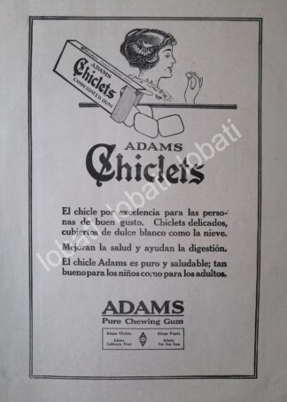 CARTEL ANTIGUO ORIGINAL DE CHICLES. CHICLETS ADAMS 1919 /CF58 / MUY RARO