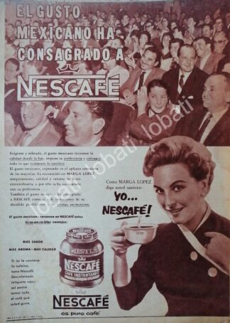 CARTEL ANTIGUO ORIGINAL DE MARGA LOPEZ Y CAFE NESCAFE 1958 /CF66 FEP / RARO