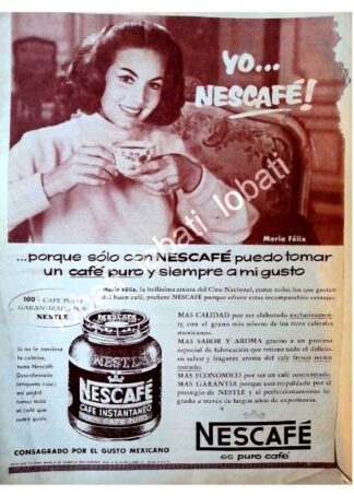 CARTEL ANTIGUO ORIGINAL DE MARIA FELIX Y CAFE NESCAFE 1958 /CF65 FEP