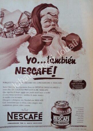 CARTEL ANTIGUO ORIGINAL DE SANTOCLOS Y CAFE NESCAFE 1958 /CF64 FEP