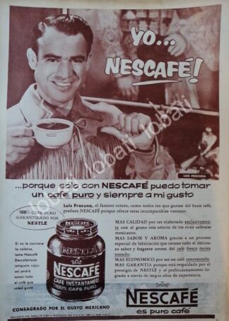 CARTEL ANTIGUO ORIGINAL DE EL TORERO LUIS PROCUNA Y CAFE NESCAFE 1957 /CF61 / FEP