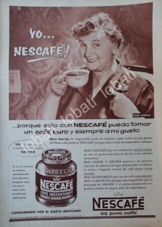 CARTEL ANTIGUO ORIGINAL DE SARITA GARCIA Y CAFE NESCAFE 1957 /CF60 / FEP / RARO
