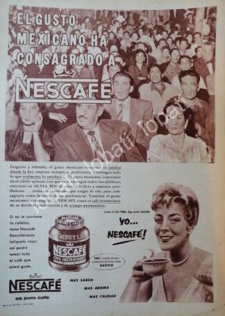 CARTEL ANTIGUO ORIGINAL DE SILVIA PINAL Y CAFE NESCAFE 1958 /CF54 / FEP