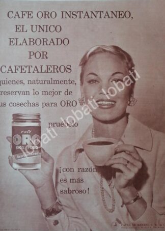 CARTEL ANTIGUO ORIGINAL DE CAFE ORO 1958 /51 CAFES DE MEXICO S.A