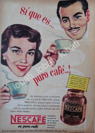 CARTEL ANTIGUO ORIGINAL DE CAFE NESCAFE 1953 (NESTLE) /47