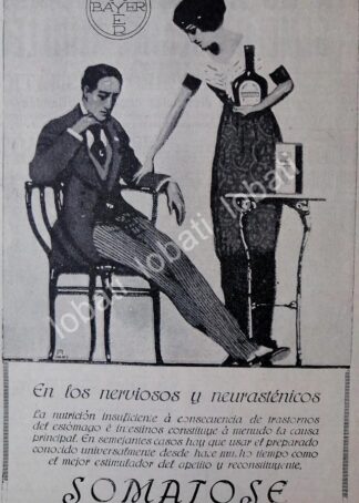 CARTEL ANTIGUO ORIGINAL DE MEDICINA. TONICO SOMATOSE 1913 BAYER /19