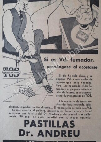 CARTEL ANTIGUO ORIGINAL DE MEDICINA. PASTILLAS DR. ANDREU 1930s /16