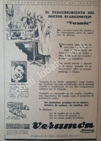 CARTEL ANTIGUO ORIGINAL DE MEDICINA VERAMON 1927 SCHERING /11