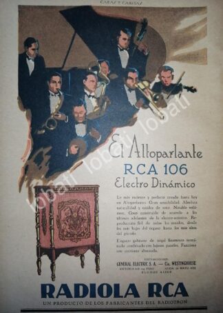 CARTEL ANTIGUO ORIGINAL DE RADIOS RADIOLA RCA 106 1930 /187