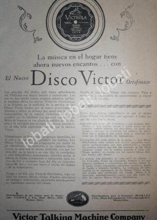 CARTEL ANTIGUO ORIGINAL DE LOS NUEVOS DISCOS VICTOR 1926 /186