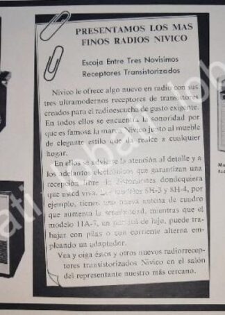 CARTEL ANTIGUO ORIGINAL DE RADIOS NIVICO JVC 1960s /185 / RARO