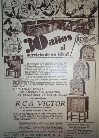 CARTEL ANTIGUO ORIGINAL DE RCA MEXICO 1934 /183
