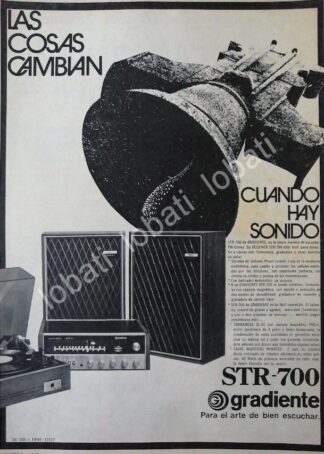 CARTEL ANTIGUO ORIGINAL DE EQUIPOS DE AUDIO GRADIENTE STR-700 1970s /168