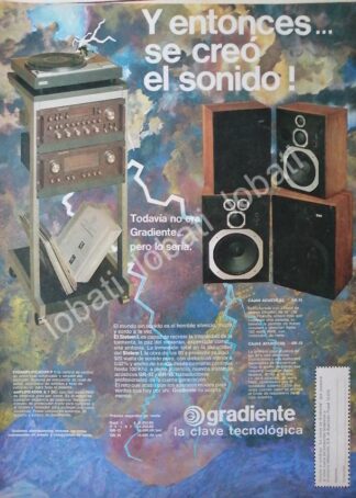 CARTEL ANTIGUO ORIGINAL DE EQUIPOS DE AUDIO GRADIENTE 1970s /167