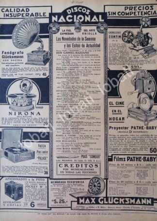CARTEL ANTIGUO ORIGINAL DE GRAMOFONOS Y PROYECTORES DE 1926 /163 ARGENTINA