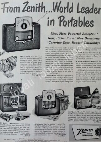 CARTEL ANTIGUO ORIGINAL DE RADIOS ZENITH TRANSOCEANICO 1950 /153