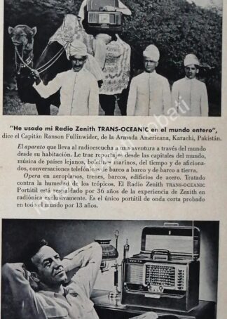 CARTEL ANTIGUO ORIGINAL DE RADIOS ZENITH TRANSOCEANICO 1950s. /147