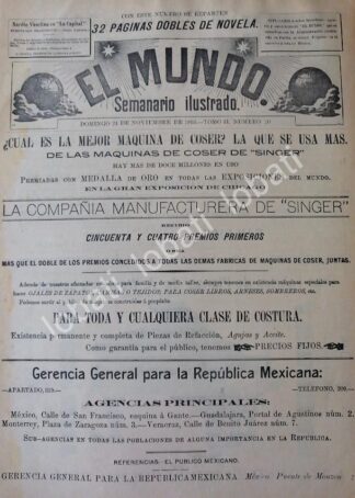 CARTEL ANTIGUO ORIGINAL DE MAQUINAS DE COSER SINGER 1895. /144 RARO