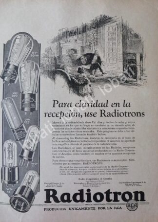 CARTEL ANTIGUO ORIGINAL DE BULBOS RADIOTRON RCA 1925 / 143 SUPER RARO