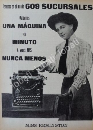 CARTEL ANTIGUO ORIGINAL DE MAQUINA DE ESCRIBIR REMINGTON 1913 /140