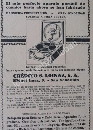 CARTEL ANTIGUO ORIGINAL DE FONOGRAFO ELITE 1930s /139 MUY RARO
