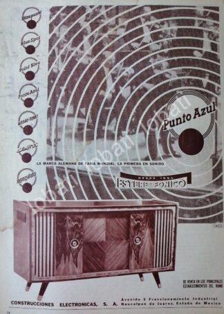 CARTEL ANTIGUO ORIGINAL DE RADIO CONSOLA PUNTO AZUL (BLAUPUNHT) 1959 /137