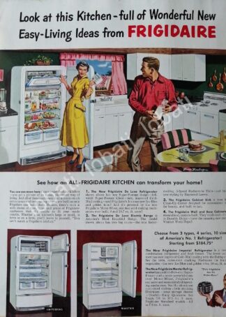 CARTEL ANTIGUO ORIGINAL DE REFRIGERADORES FRIGIDAIRE 1950 /135