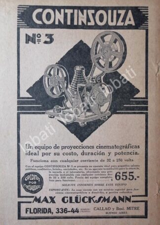 CARTEL ANTIGUO ORIGINAL DE PROYECTOR CONTINSOUZA No3 1929 /133