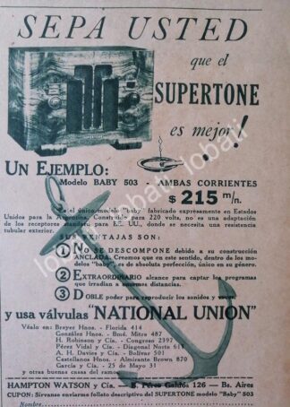 CARTEL ANTIGUO ORIGINAL DE RADIOS SUPERTONE 503 1930s / 128
