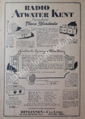 CARTEL ANTIGUO ORIGINAL DE RADIO ATWATER KENT 1920s / 126