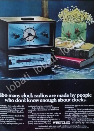 CARTEL ANTIGUO ORIGINAL DE RADIO DESPERTADOR WESTCLOX 1970 / 124