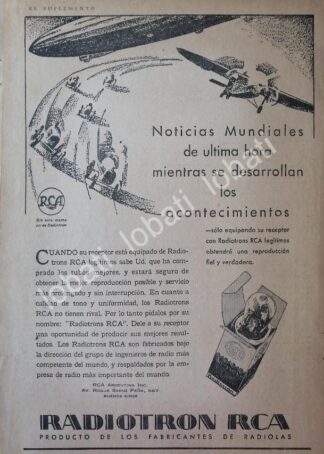 CARTEL ANTIGUO ORIGINAL DE VALVULAS DE VACIO ( BULBOS ) RCA RADIOTRON 1920s / 122