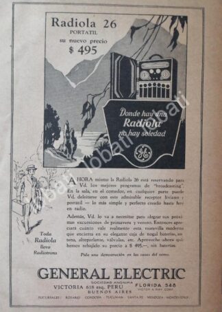CARTEL ANTIGUO ORIGINAL DE RADIOS RADIOLA MOD. 26 GENERAL ELECTRIC 1920s / 120 / RARO