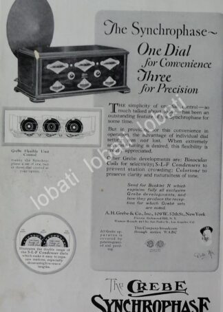 CARTEL ANTIGUO ORIGINAL DE RADIO CREBE SYNCHROPHASE 1929 / 115 SUPER RARO