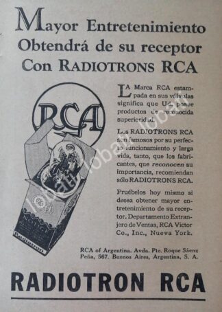 CARTEL ANTIGUO ORIGINAL DE BULBOS O VALVULAS DE VACIO RADIOTRON RCA 1920s / 113
