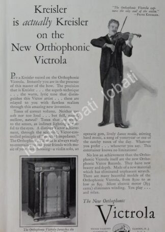 CARTEL ANTIGUO ORIGINAL DE EL VIOLINISTA FRITZ KREISLER Y LA VICTROLA RCA VICTOR 1930 / 111