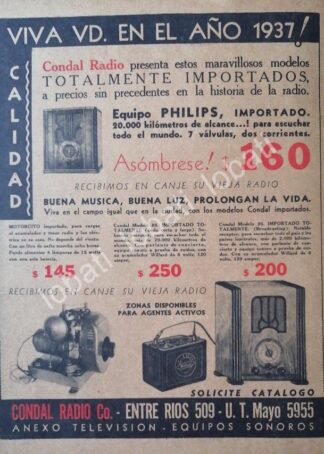 CARTEL ANTIGUO ORIGINAL DE RADIO CONDAL Y OTROS 1930 /91